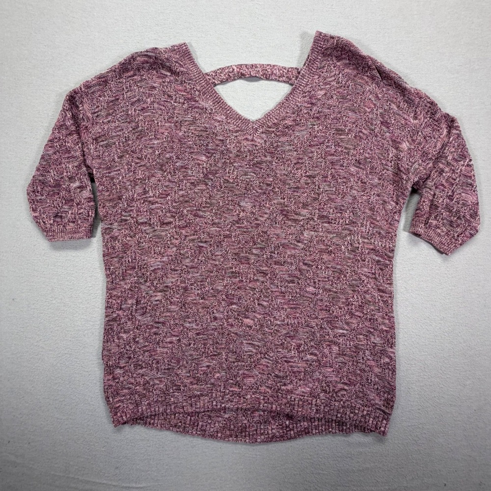 Torrid Womens Sweater Relaxed Purple Marled Lace Up Back Cotton 2